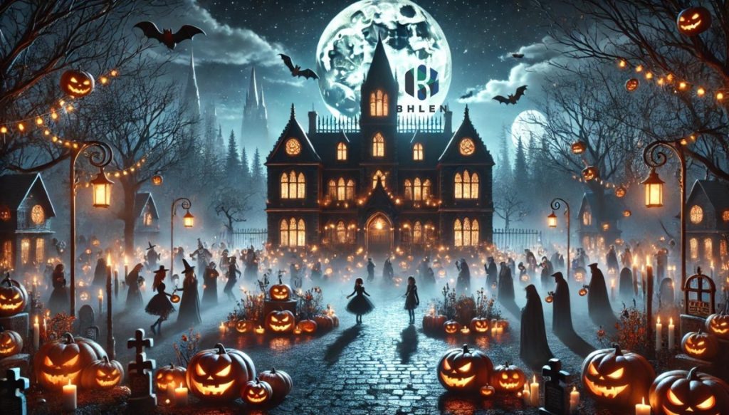 Haunted House, Ghouls, Ghost, Jack-o-lanterns, moon, scary, cemetery, witches